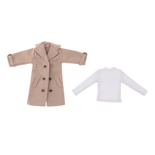 Perfeclan Kleidung für männliche Actionfiguren im Maßstab 1/12, Trenchcoat, zweireihig, einfarbig, Kostümzubehör mit langärmeligem Unterhemd, Khaki Perfeclan Kleidung für männliche Actionfiguren im Maßstab 1/12, Trenchcoat, zweireihig, einfarbig, Kostümzubehör mit langärmeligem Unterhemd, Khaki von Perfeclan