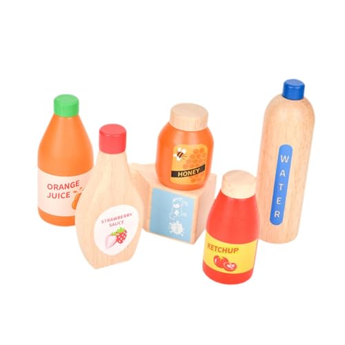 Perfeclan Kleine Lebensmittel Holzspielzeug Spielküche Zubehör Getränke Saftflasche Set Frühes Lernspielzeug Rollenspiele für Kinder Kinder von Perfeclan