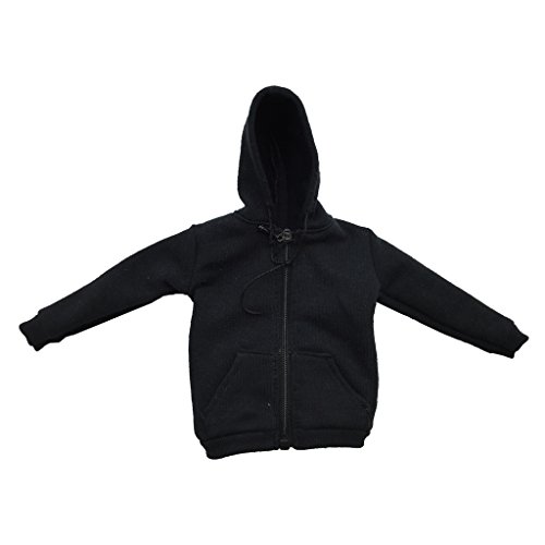 Perfeclan Langes Hoodie Kapuzenpullover Für Herren Im Maßstab 1/6 Für 12 Actionfiguren, Reißverschluss Schwarz von Perfeclan