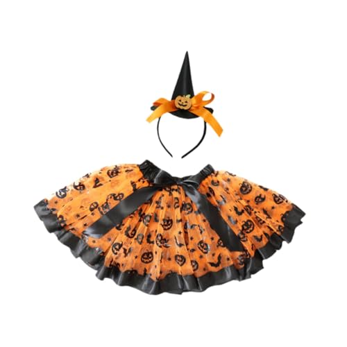 Perfeclan Mädchen Halloween Kostüm Dekorationen Halloween Kostüme für Weihnachten Requisiten, Orange von Perfeclan