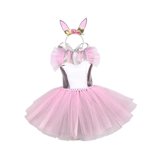 Perfeclan Mädchen-Osterhasen-Tutu-Kleid, Kopfbedeckung, lustige Geschenke, Neuheit-Outfit, Strampler, Tutu-Kleid für Maskerade-Feiertage, L von Perfeclan