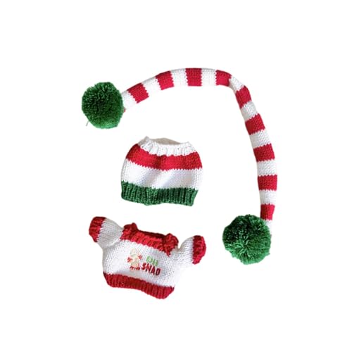 Perfeclan Mini-Puppenkleidung, Mädchen-Puppenkleidung, Weihnachts-Ankleide, Puppenzubehör, Outfits, Mütze, süßer Puppenkleidungsanzug für Anhängerpuppe von Perfeclan