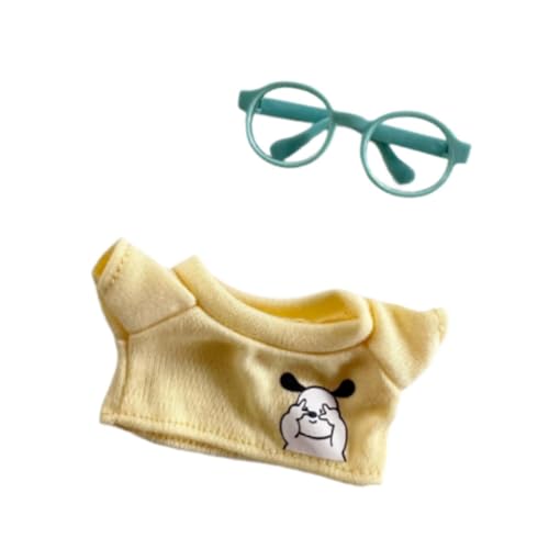 Perfeclan Mini-Puppenkleidung, süßer Puppenkleidungsanzug, bezaubernd, leicht zu tragendes Puppen-Outfit, Puppenkleidung für 15 cm Puppen, Kinderspielzeug, mit Blauer Brille von Perfeclan