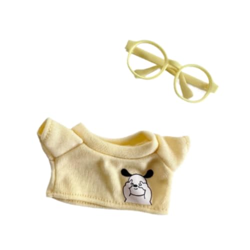 Perfeclan Mini-Puppenkleidung, süßer Puppenkleidungsanzug, bezaubernd, leicht zu tragendes Puppen-Outfit, Puppenkleidung für 15 cm Puppen, Kinderspielzeug, mit Gelber Brille von Perfeclan