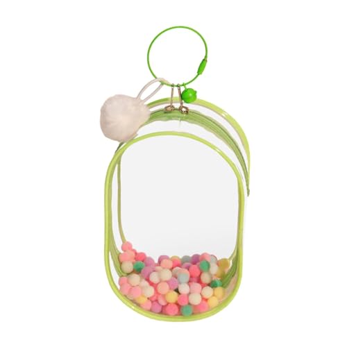 Perfeclan Mini-Puppentasche, Mini-Puppenaufbewahrungstasche, dekorativer Reißverschluss, tragbar, durchsichtige Figurenpräsentationstasche, für 15/18 cm große, grün mit Ball von Perfeclan