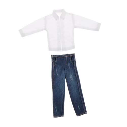 Perfeclan Miniatur-Jeansanzug im Maßstab 1/12, Mini-Jeans, lässiges, trendiges Kostüm, Puppenkleidung für 6-Zoll-Männerfiguren, Kleidungszubehör von Perfeclan