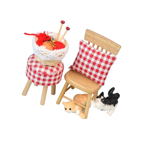 Perfeclan Miniatur Stuhl Set für Puppenhaus Elegante Holzmöbel für Kinderzimmer, Style C von Perfeclan