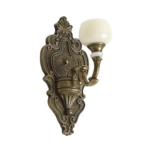 Perfeclan Miniatur-Wandlampe im Maßstab 1:12, Rollenspiel-Spielzeug, Ornamente, Geschenk, Puppenhaus-Dekoration, Puppenhaus-Möbel für Wohnzimmer-Dekoration, Einzelne Bronzelampe von Perfeclan