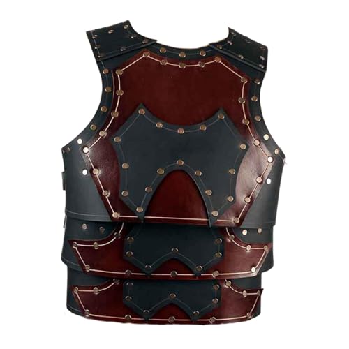 Perfeclan Mittelalterliche Brustarmarmanlagen Ritterkostüm Erwachsene Vintage Design PU Samurai Armors Ritter Brustplattenkostüm für Kostümkleid, Braun Schwarz von Perfeclan