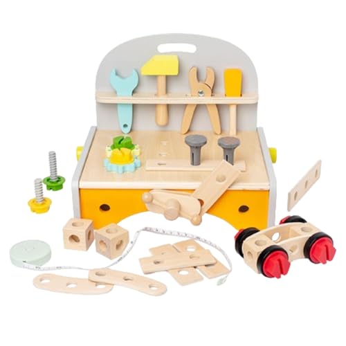 Perfeclan Montessori-Werkzeugset aus Holz, Spielzeug, Kinder-Konstruktionsspielset, Motorik-Aktivität, Schraubendreher, Schraubenschlüssel, Muttern, Bolzen-Set von Perfeclan