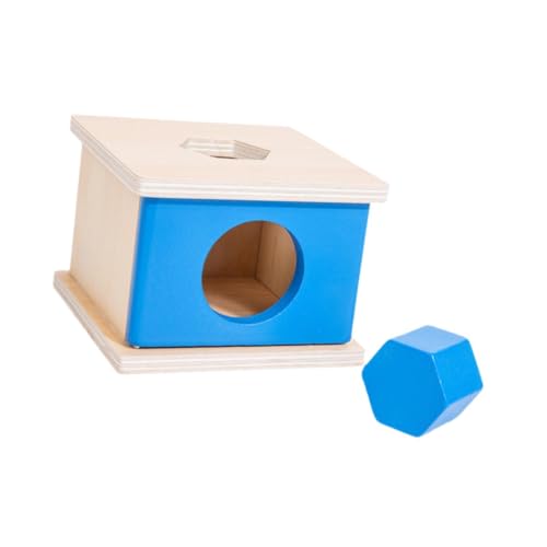 Perfeclan Objekt Beständigkeit Box Holzform Matching Box Bildungskoordination Training Bildungsspielzeug für Jungen Mädchen 1 Jahr alt, Blau von Perfeclan