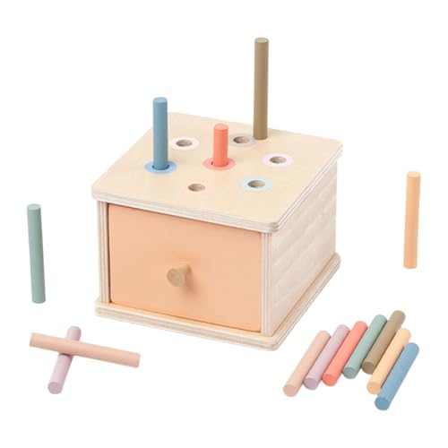 Perfeclan Objekt Beständigkeit Box Matching Spielzeug Bildungsfeinmotor Fähigkeiten Frühes Lernen Farbform Sortierer Holz für Kinder Kinder, Stickbox von Perfeclan