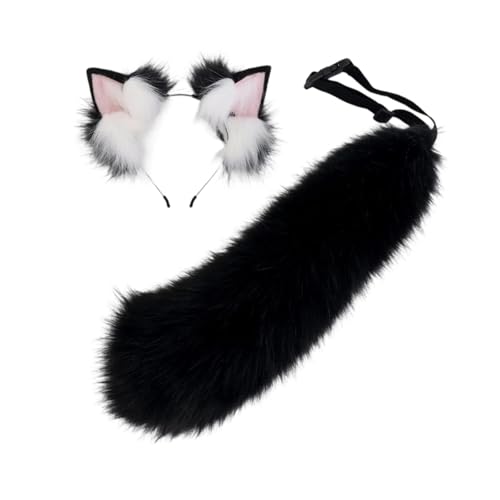 Perfeclan Ohren- und Schwanz-Set, Geschenk, verstellbar, für und Erwachsene, Karneval, Ostern, Spielen, Schwarz-Weiss Perfeclan Ohren- und Schwanz-Set, Geschenk, verstellbar, für und Erwachsene, Karneval, Ostern, Spielen, Schwarz-Weiss von Perfeclan