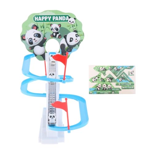 Perfeclan Panda Track Rutsche und Treppensteigen Spielzeug für Kinder, elektrisches Spielzeug, Sport-Action-Spielzeug mit Blitzlicht und Musik für, 3 Pandas von Perfeclan