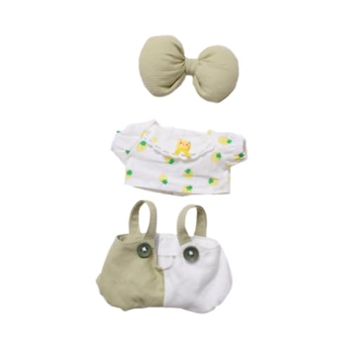 Perfeclan Plüsch-Puppenkleidung, Mini-Kleidung, bequemes Cartoon-Dekorationszubehör mit Schleife, lebendiger Kostümanzug, Hosen-Set, Geschenk für kleine Mädchen, Grünes Set von Perfeclan