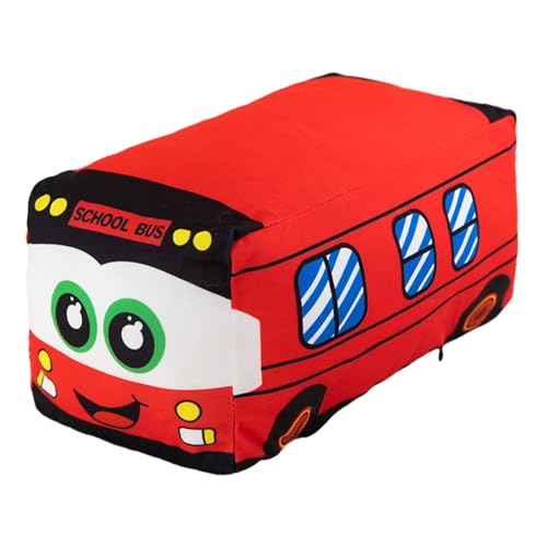 Perfeclan Plüsch-Schulbus, gefülltes Auto, Spielzeug, Schlafenszeitbegleiter, kuscheliges Dekokissen für Arbeitszimmer, Wohnzimmer, Ornamente, rot 35cm von Perfeclan