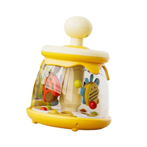 Perfeclan Press Carousel Toy Sensory Activity Toy Feiertagsgeschenke Multifunktional tragbares Lernspielzeug für Kinder 6-12 Monate, Gelb von Perfeclan