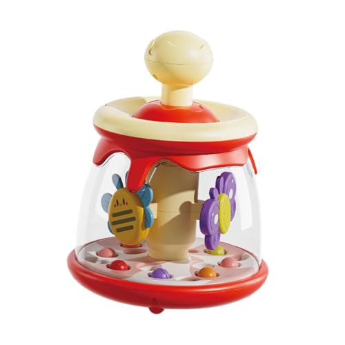 Perfeclan Press Carousel Toy Sensory Activity Toy Feiertagsgeschenke Multifunktional tragbares Lernspielzeug für Kinder 6-12 Monate, Rot von Perfeclan