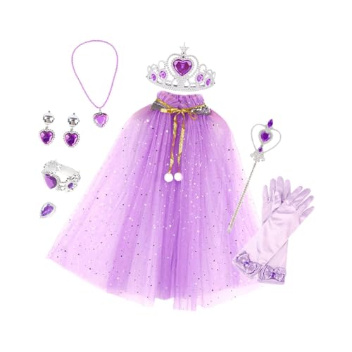 Perfeclan Prinzessinnen-Kostüm für Mädchen, Schmuck, Prinzessinnen-Kostüm-Set für Party, Cosplay, Lila von Perfeclan