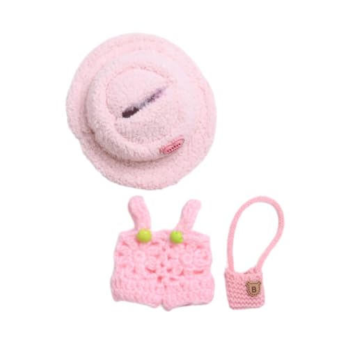 Perfeclan Puppe Kleidung Plüsch Puppe Zubehör Mode DIY Weiche Mini Cartoon Foto Requisiten Outfits Kostüme für 6,69'' Puppe Geburtstag Geschenke, Rosa Kleiderhuttasche von Perfeclan