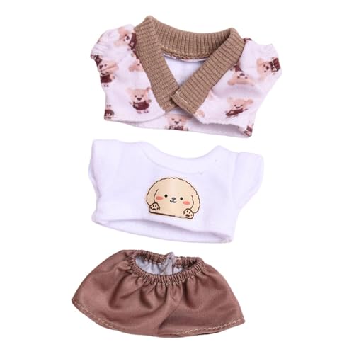 Perfeclan Puppen-T-Shirt, Mantel, Shorts, Kostüm, weiche Puppenkleidung, handgemachte Kleidung für 15 cm große Puppen, Mädchenpuppen, Modepuppe, 3 Stück von Perfeclan