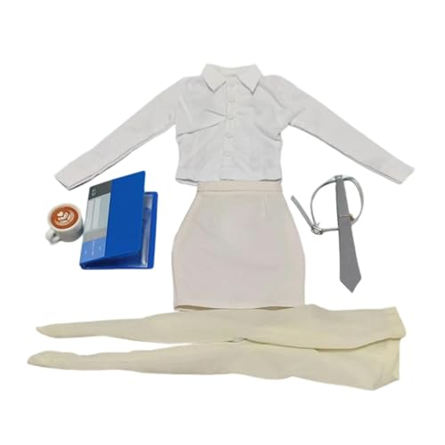 Perfeclan Puppenbekleidung Damenanzug Rock Langarmhemd Krawatten-Set Feinstrumpfhose aus Qualitativem Material für 12 Zoll Figuren für Modenschauen, Aprikosenweiß Perfeclan Puppenbekleidung Damenanzug Rock Langarmhemd Krawatten-Set Feinstrumpfhose aus Qualitativem Material für 12 Zoll Figuren für Modenschauen, Aprikosenweiß von Perfeclan