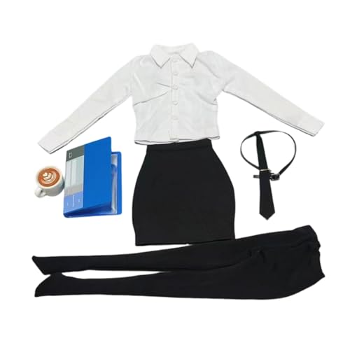 Perfeclan Puppenbekleidung Damenanzug Rock Langarmhemd Krawatten-Set Feinstrumpfhose aus Qualitativem Material für 12 Zoll Figuren für Modenschauen, Schwarz-Weiss Perfeclan Puppenbekleidung Damenanzug Rock Langarmhemd Krawatten-Set Feinstrumpfhose aus Qualitativem Material für 12 Zoll Figuren für Modenschauen, Schwarz-Weiss von Perfeclan