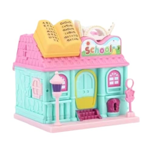 Perfeclan Puppenhaus-Spielset für Kinder, Spielhaus mit Zubehör, pädagogisch wertvolles interaktives Miniatur-Rollenspiel-Puppenhaus zum Sammeln von Geschenken, Hochschule von Perfeclan