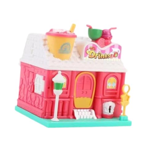 Perfeclan Puppenhaus-Spielset für Kinder, Spielhaus mit Zubehör, pädagogisch wertvolles interaktives Miniatur-Rollenspiel-Puppenhaus zum Sammeln von Geschenken, Milchteeladen von Perfeclan