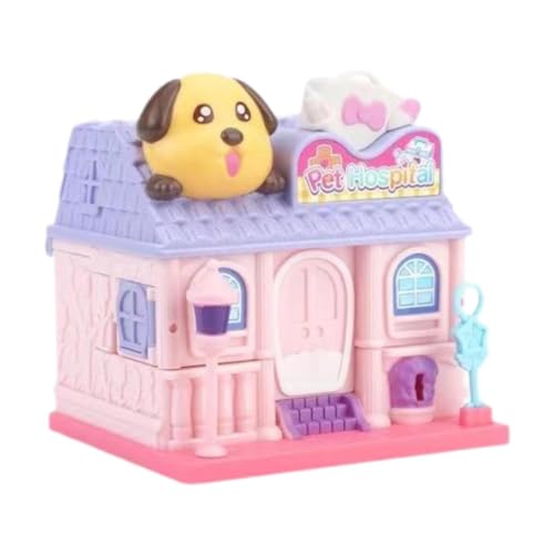 Perfeclan Puppenhaus-Spielset für Kinder, Spielhaus mit Zubehör, pädagogisch wertvolles interaktives Miniatur-Rollenspiel-Puppenhaus zum Sammeln von Geschenken, Tierhandlung von Perfeclan