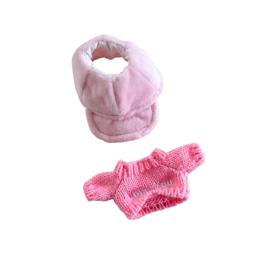 Perfeclan Puppenkleidung aus Plüsch, Puppenkleidung, Kleidung für Kuscheltiere, Bequeme Kostüme, Puppenoutfit, stilvoll, süß für 15 cm bis 17 cm große Puppen, Rosa von Perfeclan