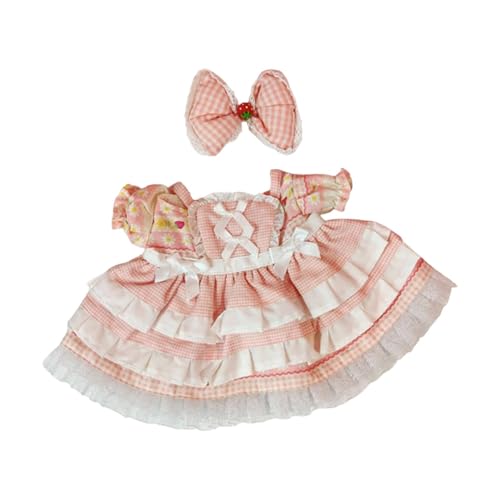 Perfeclan Puppenkleidung für Mädchen, Anzug zum Herstellen eigener Puppen, weiches DIY-Puppenspielzeug, entzückender Anhänger, Puppenanhänger, Puppen-Outfits, Rosa Blumen von Perfeclan