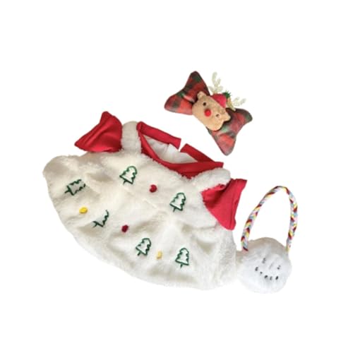 Perfeclan Puppenkleidungsset mit Haarschmuck und Tasche, Puppenkleid, Weihnachtsbaum-Aufdruck für 14,96 Zoll große Puppenkinder von Perfeclan