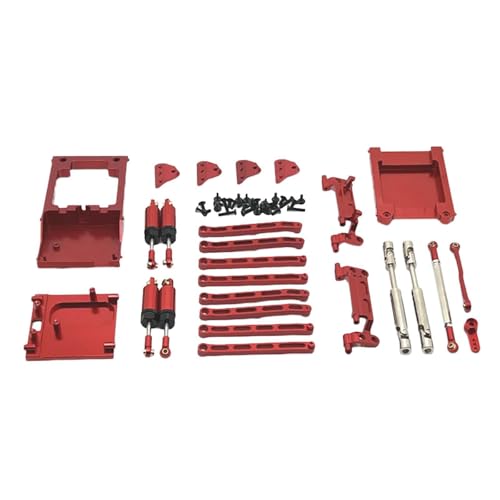 Perfeclan RC-Auto-Ersatzteil-Kits, RC-Zubehör, Stoßdämpfer, RC-Auto-Zugstange, Spurstange, Robustes Aluminium-RC-Upgrade für MN168 MN78 1:12, ROT von Perfeclan