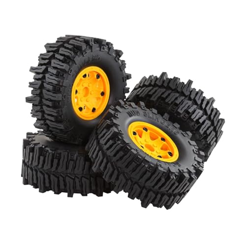 Perfeclan RC Zubehör: 4 Räder und Reifen für 1/8 Crawler Auto, Gelb von Perfeclan