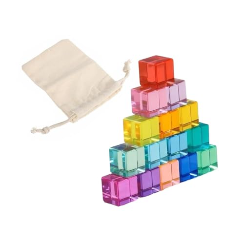 Perfeclan Regenbogen-Bausteine-Set, Stapelspielzeug, Feinmotorik-Fähigkeiten, durchscheinende Regenbogen-Acrylwürfel, Blöcke, pädagogisches Spielzeug als, 15 Stück Perfeclan Regenbogen-Bausteine-Set, Stapelspielzeug, Feinmotorik-Fähigkeiten, durchscheinende Regenbogen-Acrylwürfel, Blöcke, pädagogisches Spielzeug als, 15 Stück von Perfeclan