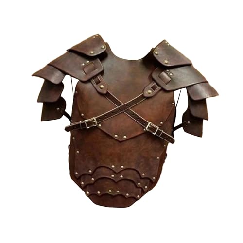 Perfeclan Ritterkostüm Wikinger Brust Schulterpanzer Dekoration Körper Brustgeschirr Achselzucken Rüstungen Samurai Rüstung für Cosplay Wikinger, braun von Perfeclan