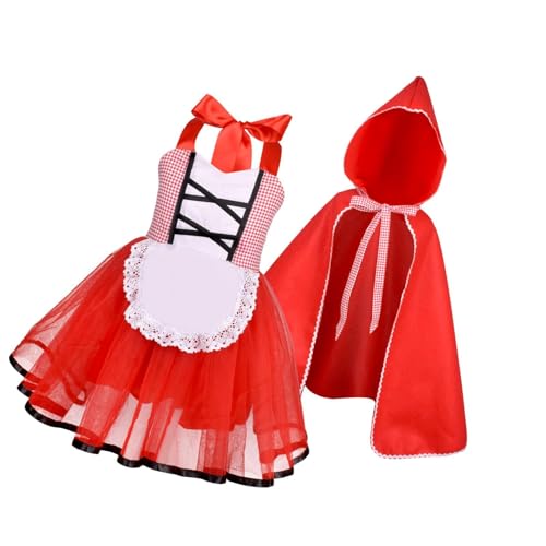 Perfeclan Rotes Kleid Cape Leichtes Halloween Kostüm für Mottoparty Weihnachtsfest Kinder von Perfeclan