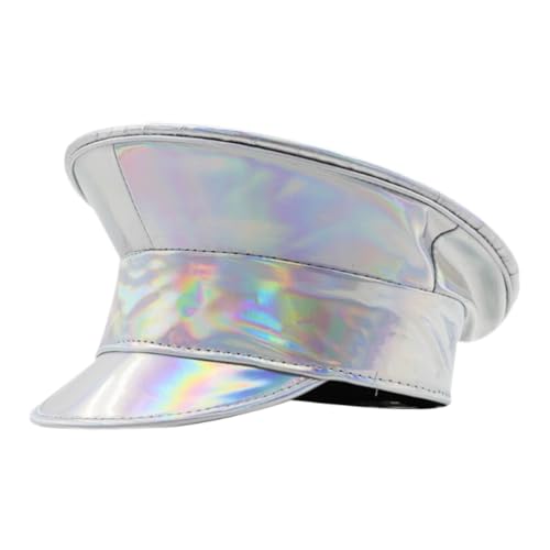 Perfeclan Sailor Hat News Boy Cap Visor für Halloween Masquerade Ball Bühne Performance, Glattes Silber von Perfeclan