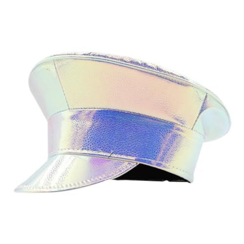 Perfeclan Sailor Hat News Boy Cap Visor für Halloween Masquerade Ball Bühne Performance, Silber von Perfeclan