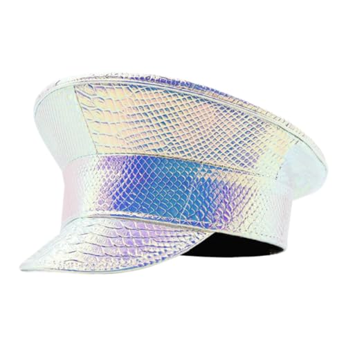 Perfeclan Sailor Hat News Boy Cap Visor für Halloween Masquerade Ball Bühne Performance, Textur Silber von Perfeclan