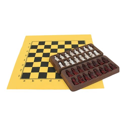 Perfeclan Schach-Set, zusammenklappbares Schachbrett, Familienspiel, Schnitzen, Harz, Schachfigur, Harz, Schachfiguren, Tisch, Strategiespiel für von Perfeclan