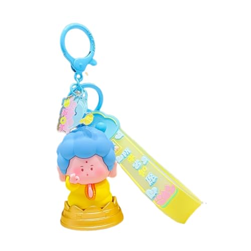 Perfeclan Schlüsselanhänger, Cartoon-Puppe, kleine Buddha-Statue, Handtaschen-Accessoire, Mini-buddhistische Figur für Jungen und Mädchen, Kinder, BLAU von Perfeclan