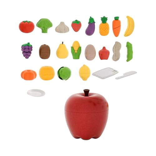 Perfeclan Schneideset für Obst und Gemüse, Kinder-Obst- und Gemüseschneideset, kreativ mit Korb, Obst- und Gemüsezubehör für Mädchen und Jungen, 25 Stück von Perfeclan