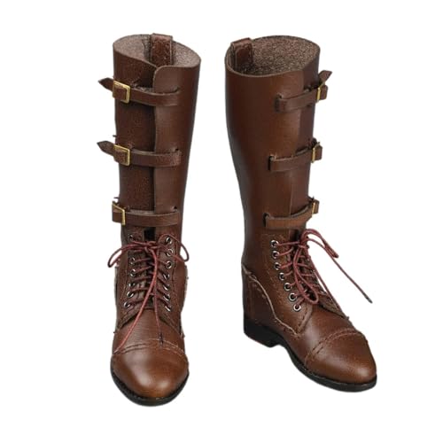 Perfeclan Schuhe und Stiefel für männliche Figuren im Maßstab 1/6, hohe Stiefel, Kostümtrend, lässige Miniaturschuhe, Modell mit hohen Stiefeln für 12 Zoll von Perfeclan