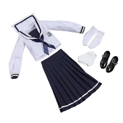 Perfeclan Schuluniform für Damen im Maßstab 1/6, Cosplay-Langarmset, modische Actionfigur-Kleidung für 12-Zoll-BJD-Puppe, Körper weiblicher Figuren, Dunkelblau von Perfeclan