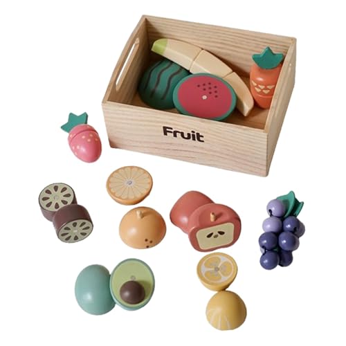 Perfeclan Set zum Schneiden von Obst, Kochspielzeug für die Küche, Rollenspiele, Essensspiel aus Holz für Kleinkinder, Partygeschenke für Kinder von Perfeclan