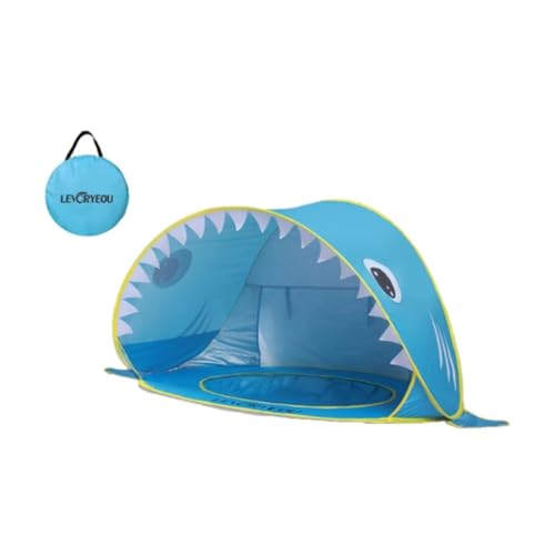 Perfeclan Shark Kinder-Strandzelt mit Pool, leichtes Innenzelt, wasserdicht, praktisches Spielhaus, Baby-Poolzelt, Kinder-Spielzelt, Blau von Perfeclan