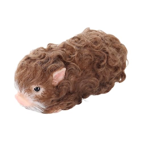 Perfeclan Silicon Pig Doll Miniatur wiedergeborenes Schwein Spielzeug Curly Hair süßes Tierpuppenspielzeug für Home Decoration Family Aktivitätsrolle Spielen von Perfeclan