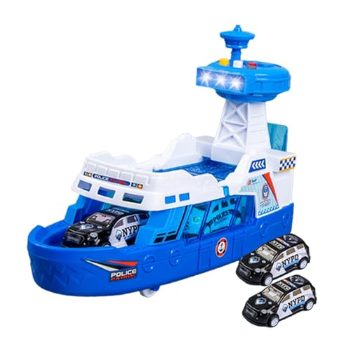 Perfeclan Simulation Fire Boat kleine Diecast Alloy Car Desktop Dekor Aufbewahrungsfunktion mit Lichtern und Geräuschen für Kinder Jungen Mädchen Geschenk, Blau von Perfeclan